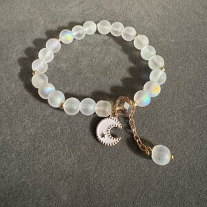 White Moon Frosted Aura Stretch Bracelet